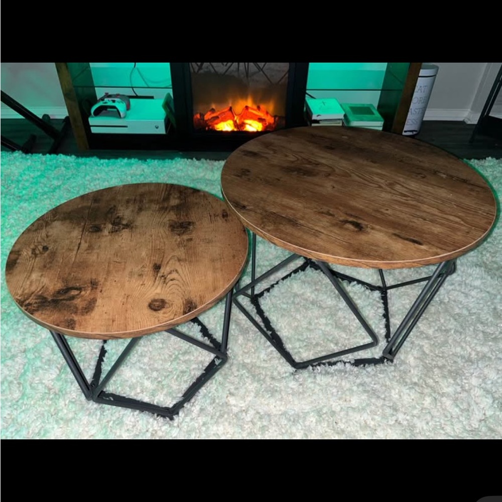 Round Wooden Nesting Coffee Tables